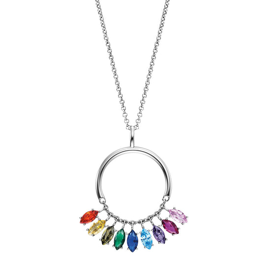 ENGELSRUFER SILVER RAINBOW MARQUISE CZ CIRCLE NECKLACE