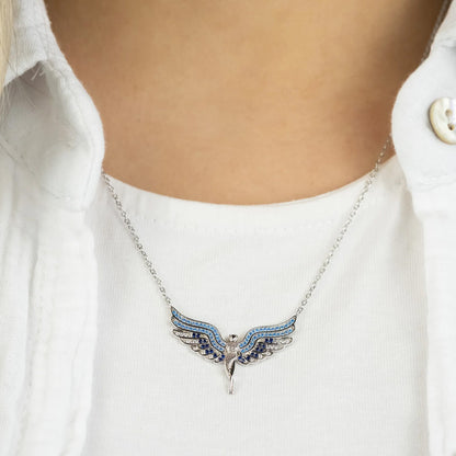 ENGELSRUFER SILVER FLYING ANGEL OCEAN BLUE NECKLACE