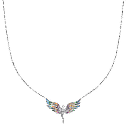 ENGELSRUFER SILVER FLYING ANGEL RAINBOW NECKLACE