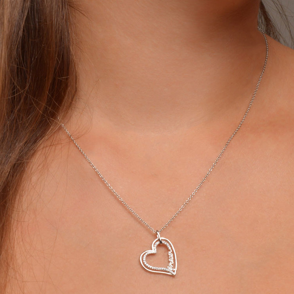 ENGELSRUFER FOREVER HEART SILVER CZ NECKLACE