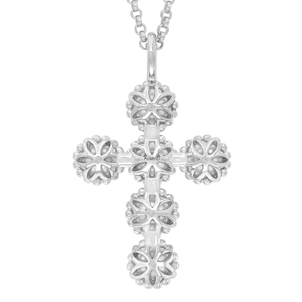 ENGELSRUFER SILVER GLORY PEARL CROSS NECKLACE