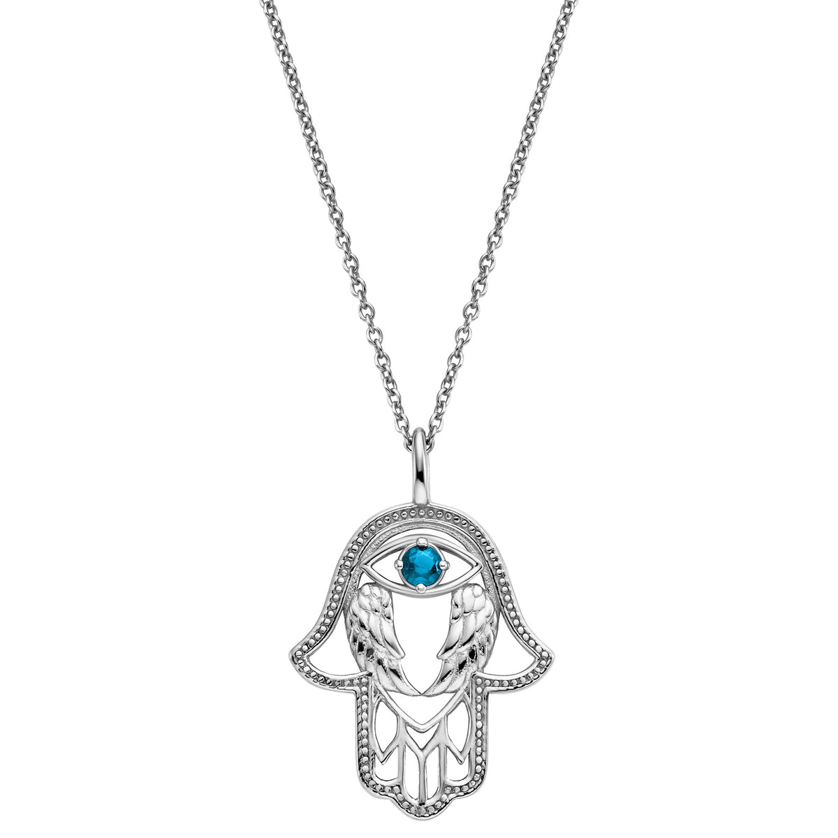 ENGELSRUFER SILVER FATIMA HAND LUCKY EYE NECKLACE