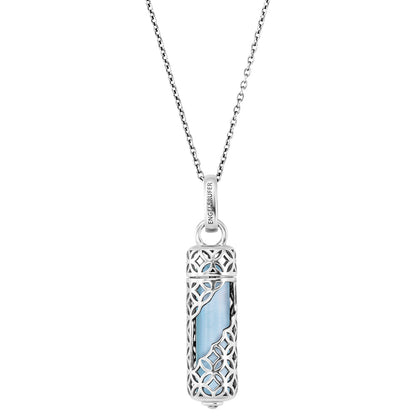 ENGELSRUFER SILVER BLUE AGATE POWERFUL STONE MEDIUM NECKLACE