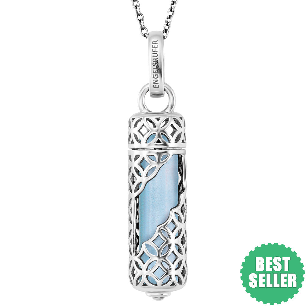 ENGELSRUFER SILVER BLUE AGATE POWERFUL STONE MEDIUM NECKLACE