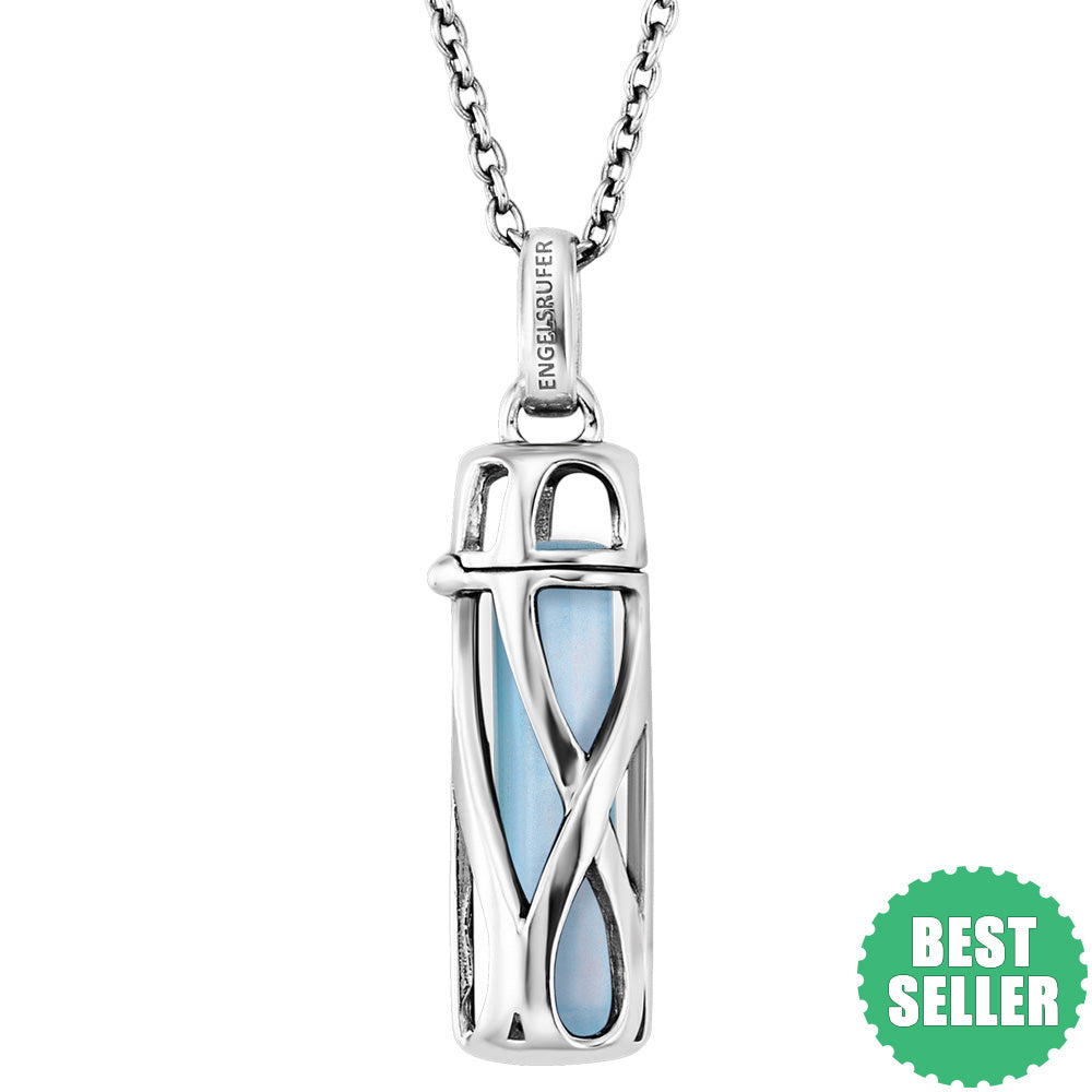 ENGELSRUFER SILVER BLUE AGATE POWERFUL STONE SMALL NECKLACE