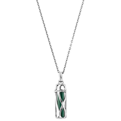 ENGELSRUFER SILVER MALACHITE POWERFUL STONE SMALL NECKLACE