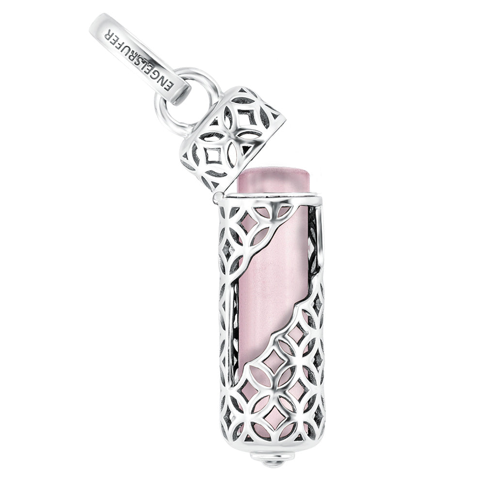 ENGELSRUFER SILVER ROSE QUARTZ POWERFUL STONE MEDIUM NECKLACE