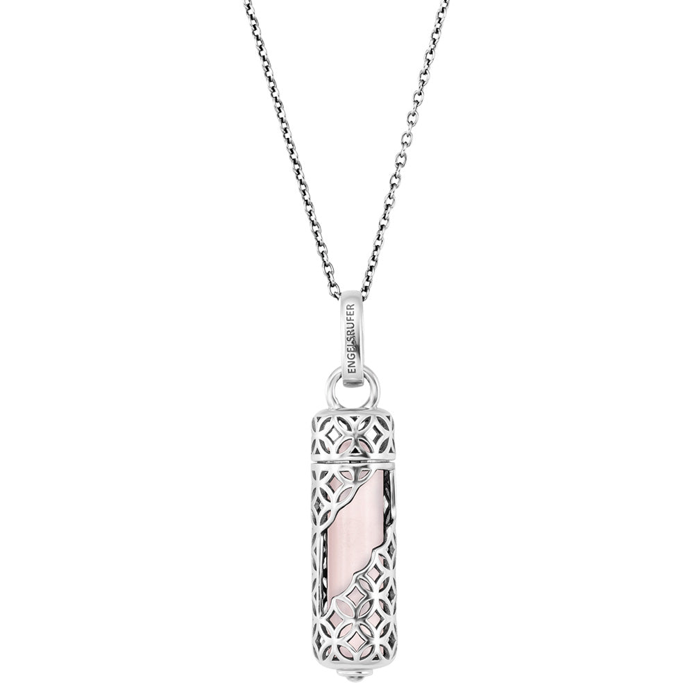 ENGELSRUFER SILVER ROSE QUARTZ POWERFUL STONE MEDIUM NECKLACE