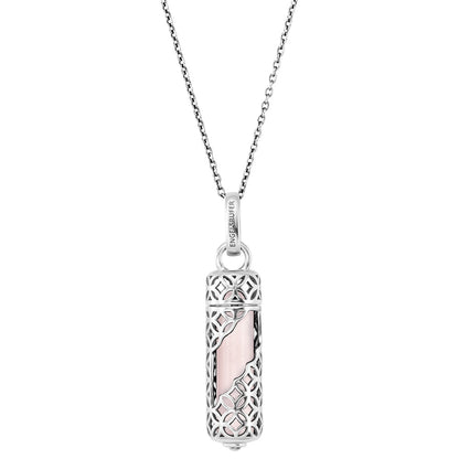 ENGELSRUFER SILVER ROSE QUARTZ POWERFUL STONE MEDIUM NECKLACE