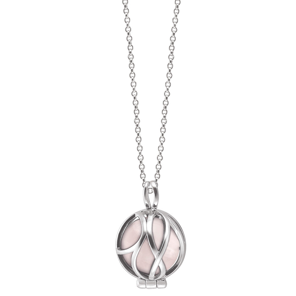 ENGELSRUFER SILVER ROSE QUARTZ POWERFUL STONE PARADISE NECKLACE