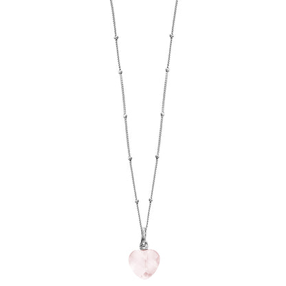 ENGELSRUFER SILVER ROSE QUARTZ HEART NECKLACE