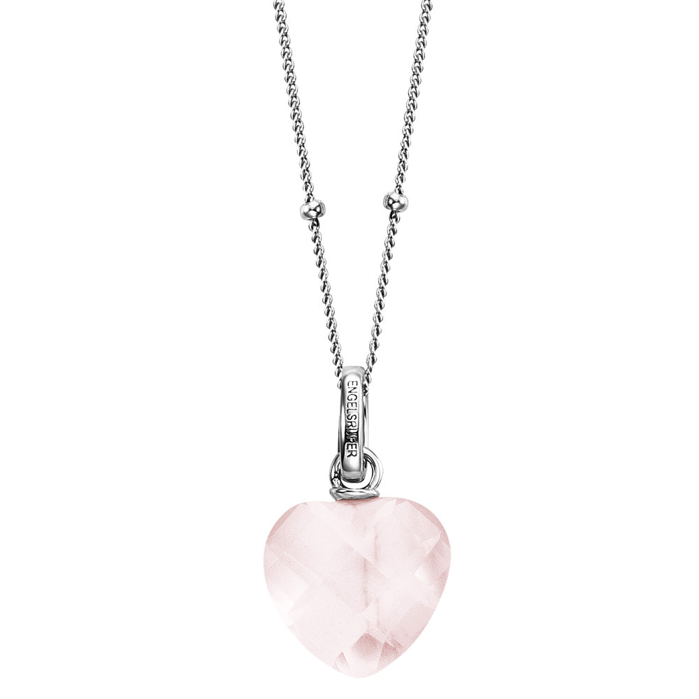 ENGELSRUFER SILVER ROSE QUARTZ HEART NECKLACE
