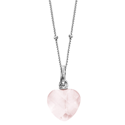 ENGELSRUFER SILVER ROSE QUARTZ HEART NECKLACE