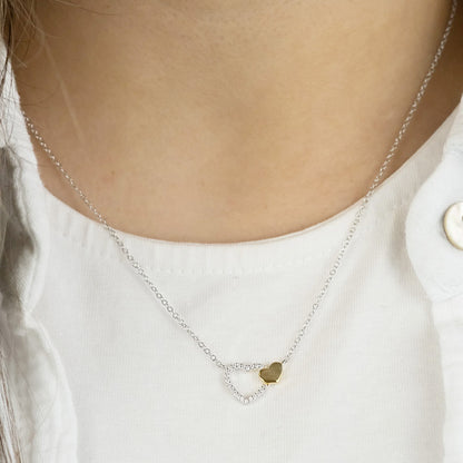 ENGELSRUFER SILVER & GOLD HEART BEAT CZ NECKLACE