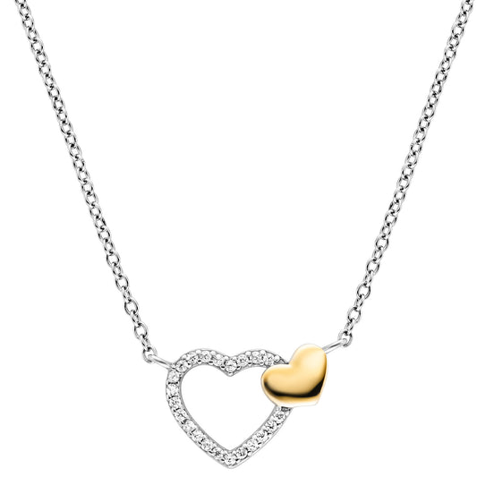 ENGELSRUFER SILVER & GOLD HEART BEAT CZ NECKLACE