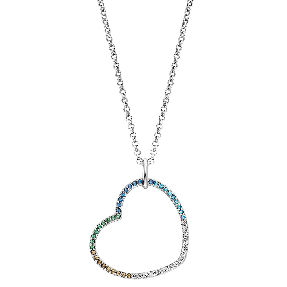 ENGELSRUFER SILVER HEART COOL RAINBOW CZ NECKLACE