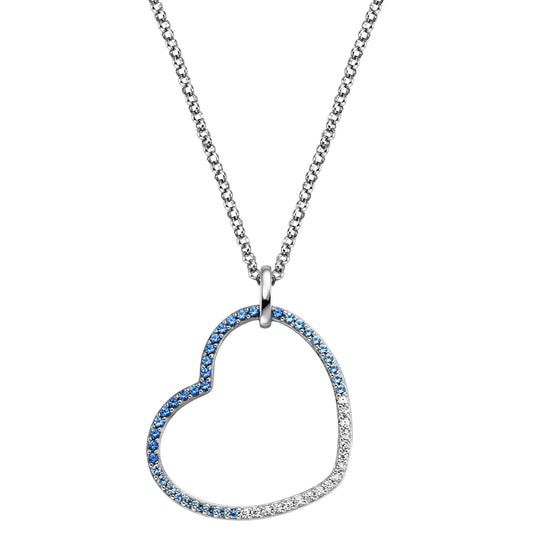 ENGELSRUFER SILVER OCEAN BLUE HEART CZ NECKLACE