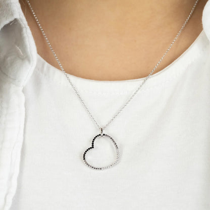 ENGELSRUFER SILVER DARK SHADE HEART CZ NECKLACE