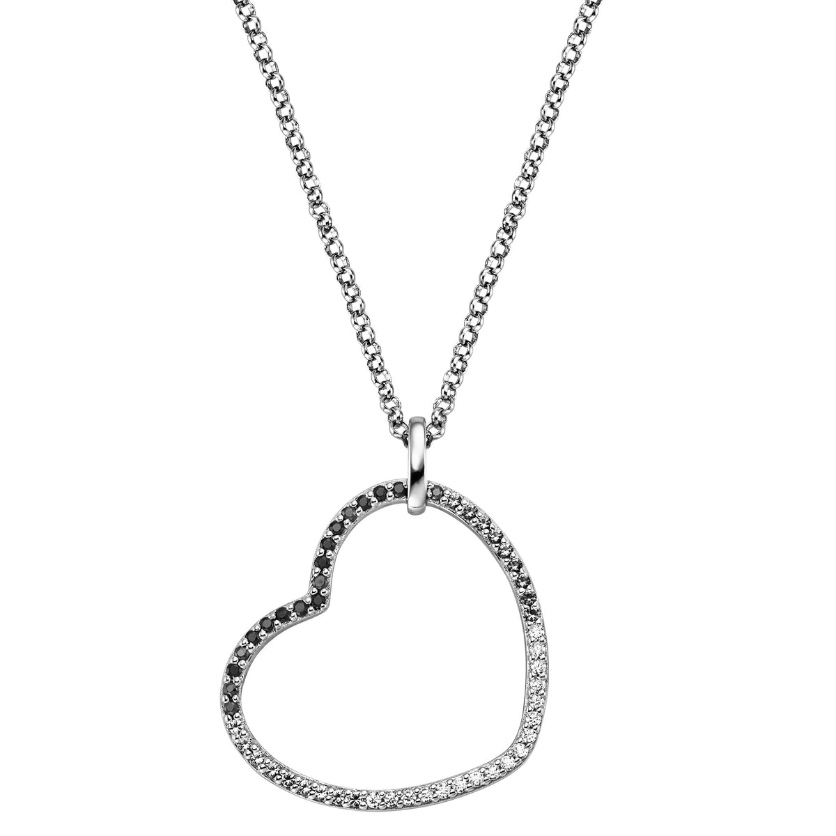 ENGELSRUFER SILVER DARK SHADE HEART CZ NECKLACE