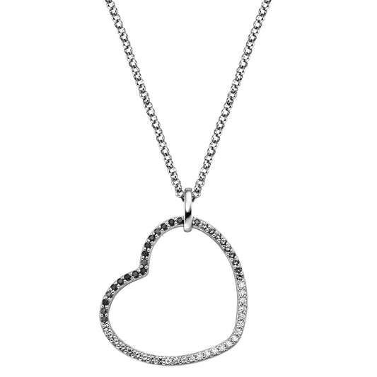 ENGELSRUFER SILVER DARK SHADE HEART CZ NECKLACE