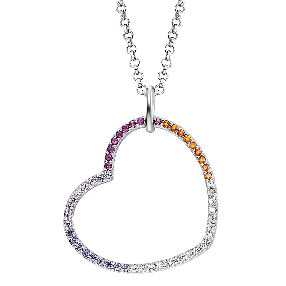 ENGELSRUFER SILVER HEART WARM RAINBOW CZ NECKLACE