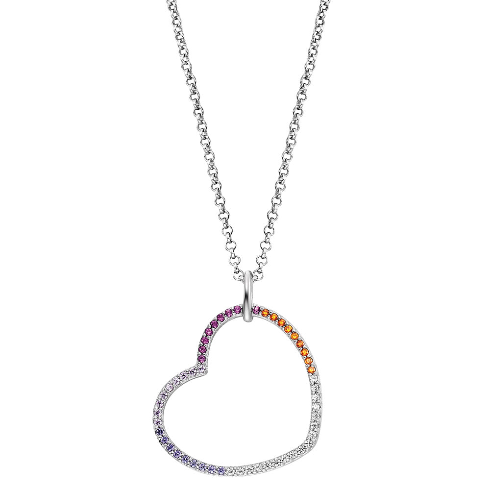 ENGELSRUFER SILVER HEART WARM RAINBOW CZ NECKLACE