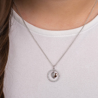ENGELSRUFER SILVER ROSE GOLD HEARTWING DANGLE CZ HALO CIRCLE NECKLACE