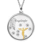 ENGELSRUFER SILVER & GOLD CZ ANGEL & WING GLASS LOCKET NECKLACE