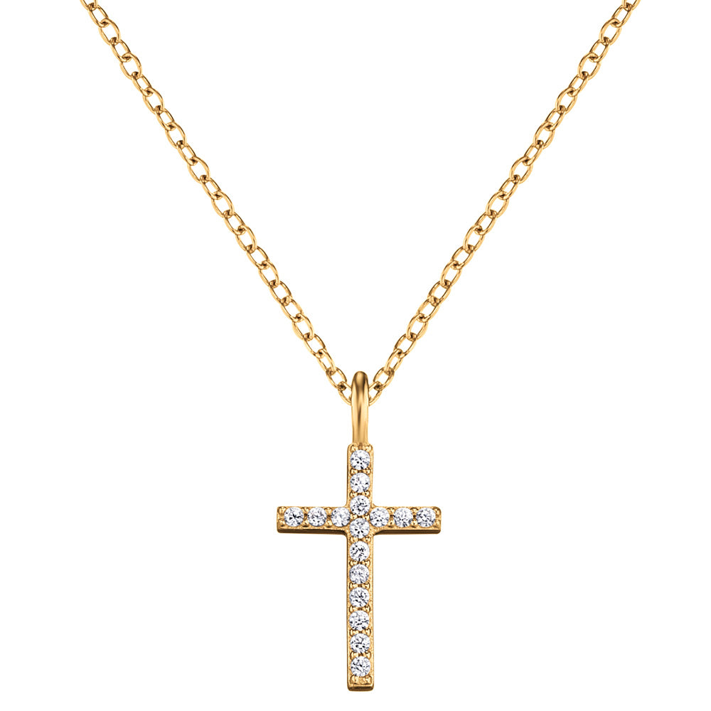 ENGELSRUFER GOLD CZ LITTLE CROSS NECKLACE