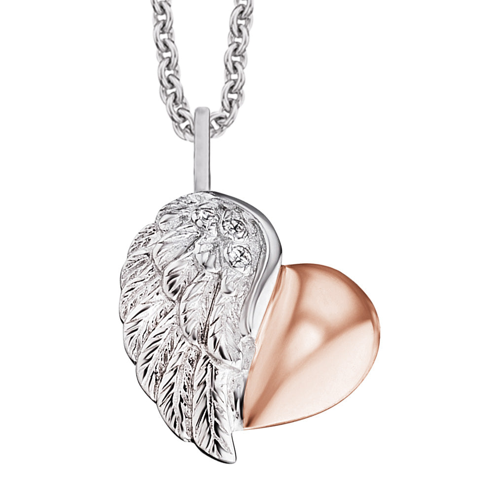 ENGELSRUFER SILVER ROSE GOLD LITTLE HEARTWING NECKLACE