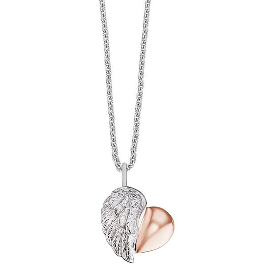 ENGELSRUFER SILVER ROSE GOLD LITTLE HEARTWING NECKLACE
