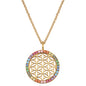 ENGELSRUFER GOLD FLOWER OF LIFE RAINBOW CZ NECKLACE