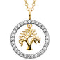 ENGELSRUFER SILVER & GOLD TREE OF LIFE DANGLE CZ HALO CIRCLE NECKLACE