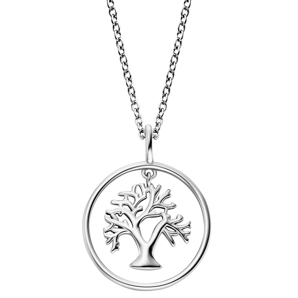 ENGELSRUFER SILVER TREE OF LIFE DANGLE CIRCLE NECKLACE