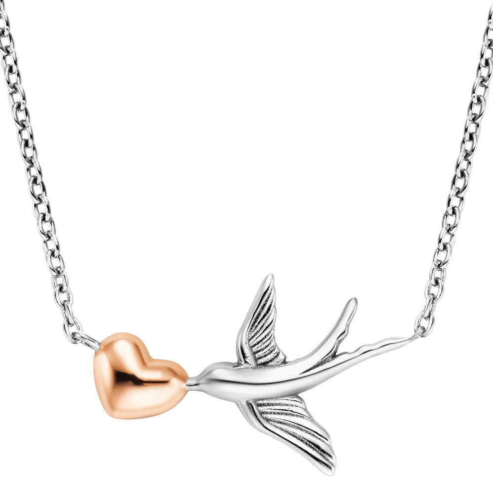 ENGELSRUFER SILVER SWALLOW LOVE HEART NECKLACE
