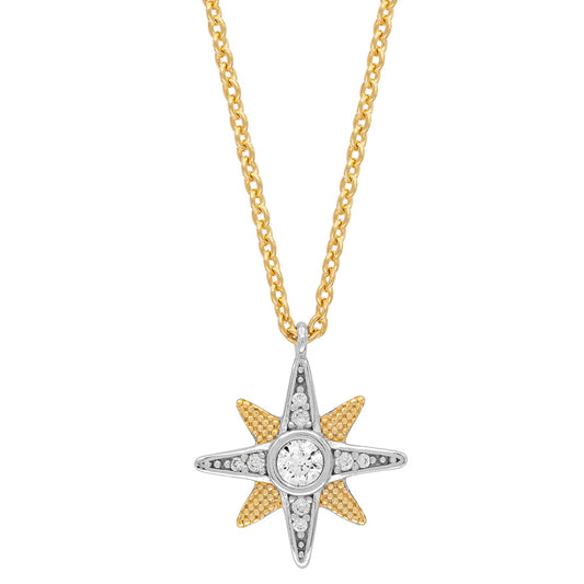 ENGELSRUFER SILVER GOLD NEW STAR CZ NECKLACE