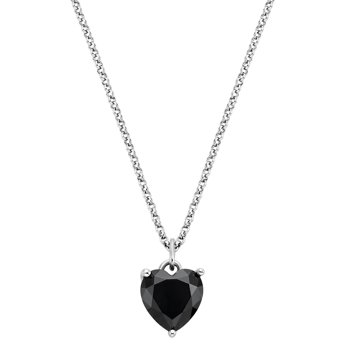 ENGELSRUFER SILVER HEART SOLITAIRE BLACK CZ NECKLACE