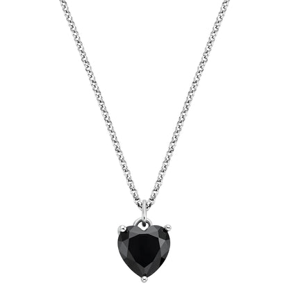 ENGELSRUFER SILVER HEART SOLITAIRE BLACK CZ NECKLACE