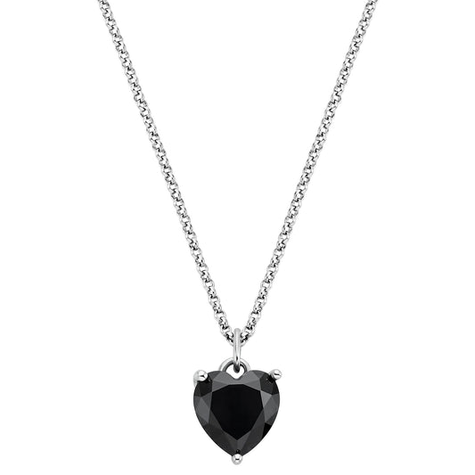 ENGELSRUFER SILVER HEART SOLITAIRE BLACK CZ NECKLACE