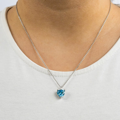ENGELSRUFER SILVER HEART SOLITAIRE BLUE CZ NECKLACE