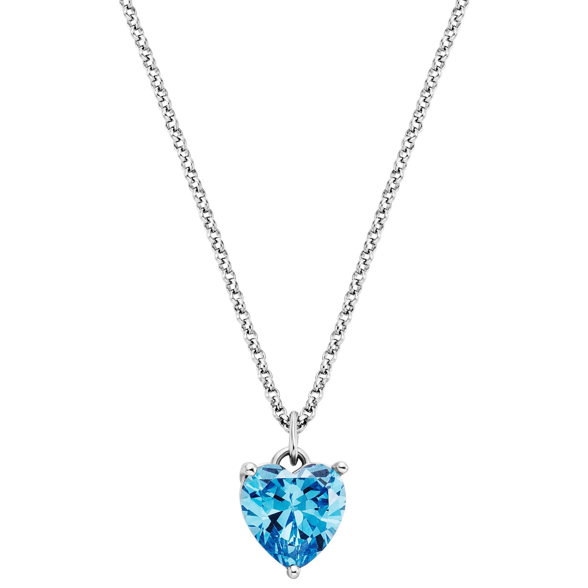 ENGELSRUFER SILVER HEART SOLITAIRE BLUE CZ NECKLACE