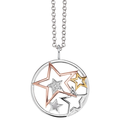 ENGELSRUFER SILVER TRICOLOUR STARS NECKLACE