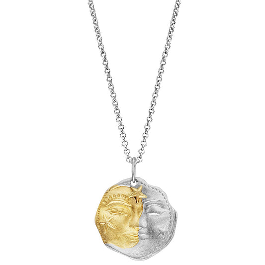 ENGELSRUFER SILVER GOLD SUN MOON & STARS COIN NECKLACE