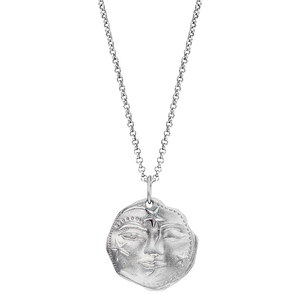 ENGELSRUFER SILVER SUN MOON & STARS COIN NECKLACE