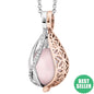 ENGELSRUFER SILVER TEAR OF HEAVEN FLOWER OF LIFE ROSE QUARTZ NECKLACE