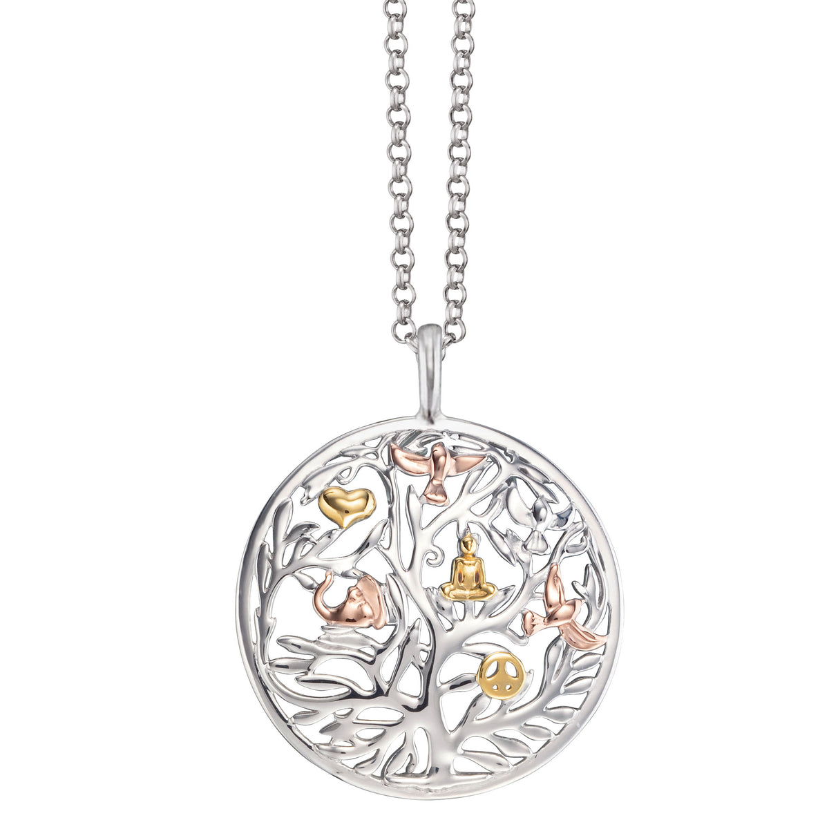 ENGELSRUFER SILVER TREE OF LIFE CIRCLE NECKLACE