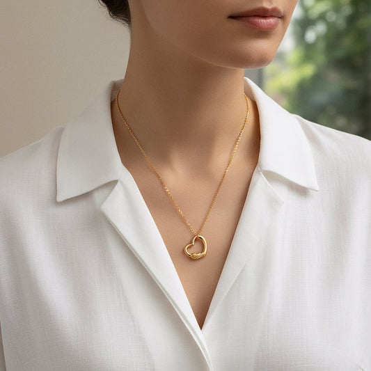ENGELSRUFER GOLD ANGEL WING LOVE HEART NECKLACE