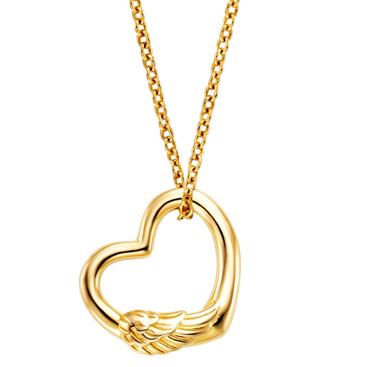 ENGELSRUFER GOLD ANGEL WING LOVE HEART NECKLACE