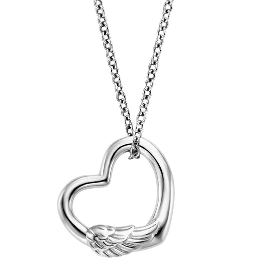 ENGELSRUFER SILVER ANGEL WING LOVE HEART NECKLACE