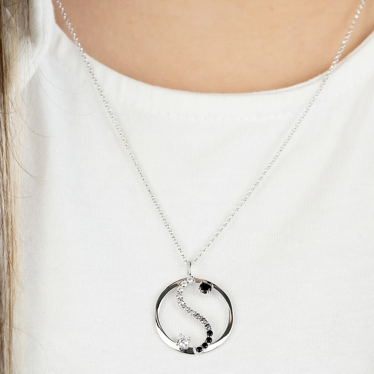 ENGELSRUFER SILVER YIN YANG BALANCE CZ NECKLACE
